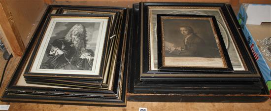 Twelve late 18C early 19C black & white prints